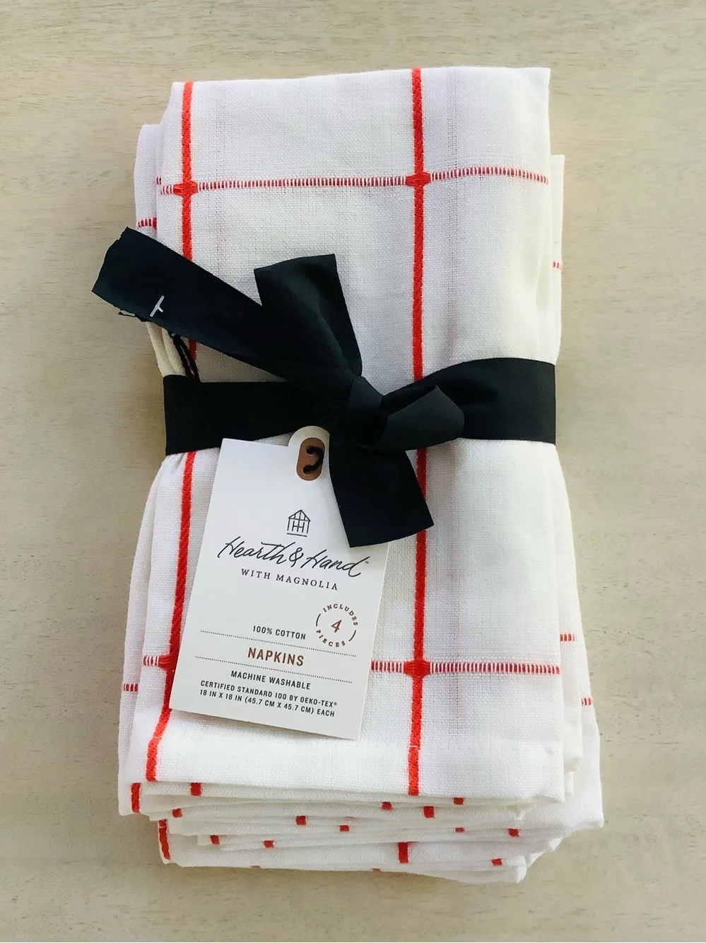 4pc Hearth & Hand Magnolia Poppy Gingham Napkin Set